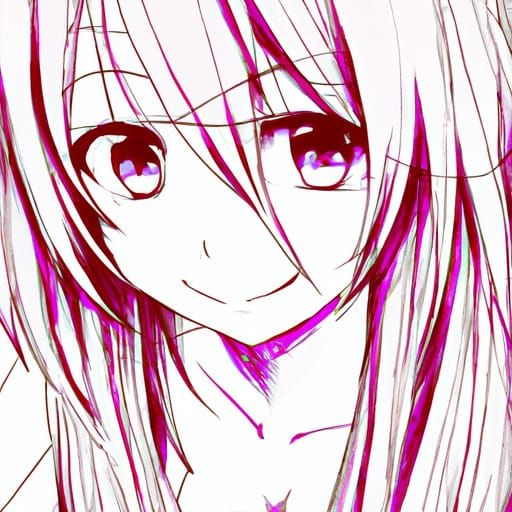 A beautiful anime girl with long, flowing hair and big, expr...