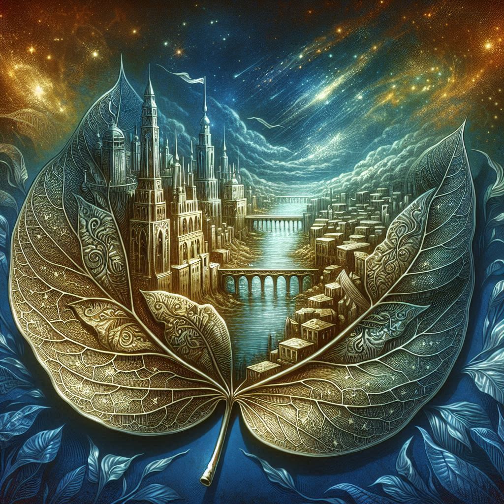 Stylized leaf of a Caladium 3d ancient city 2