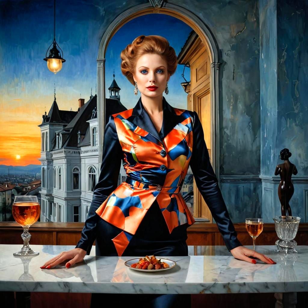 Glamorous Woman in Surrealist Fashion Portrait