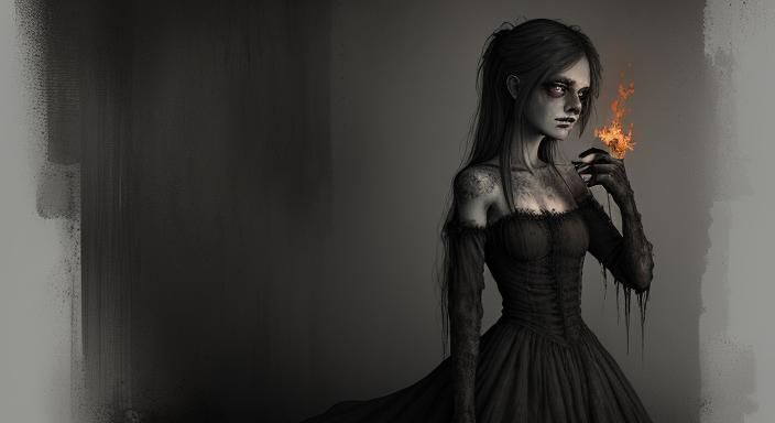 Woman Searches in Darkness: Surrealist Image