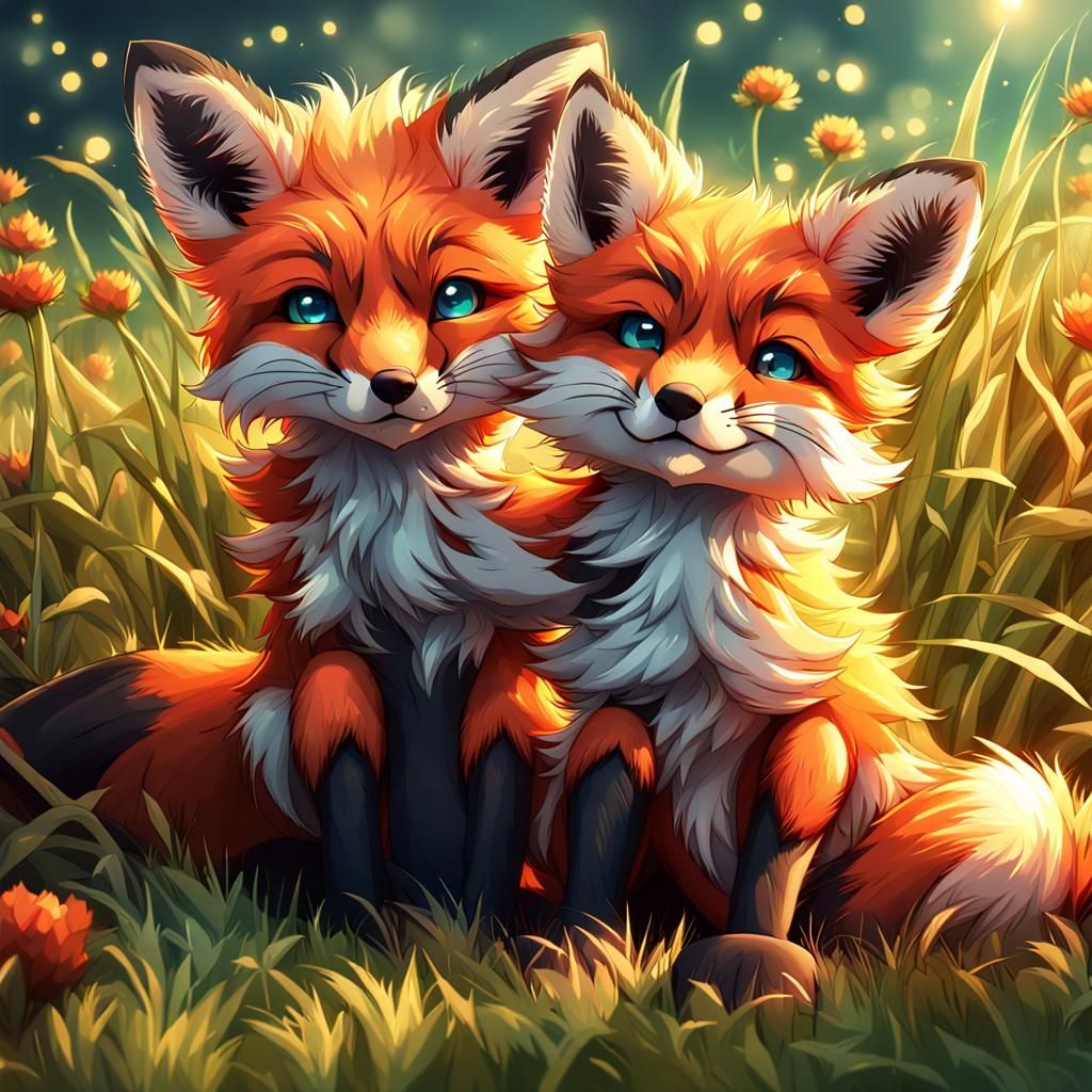 cute baby red fox pups - AI Generated Artwork - NightCafe Creator