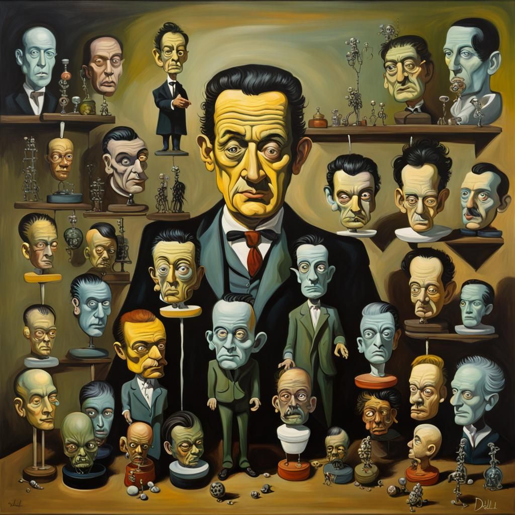 Dr. Frankenstein and his collection of bobbleheads - AI Generated ...