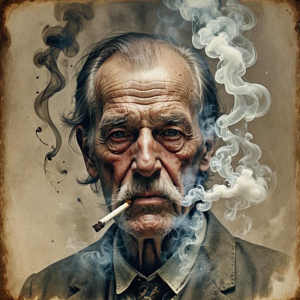 Hourglass Smoke Emanating from an Old Man