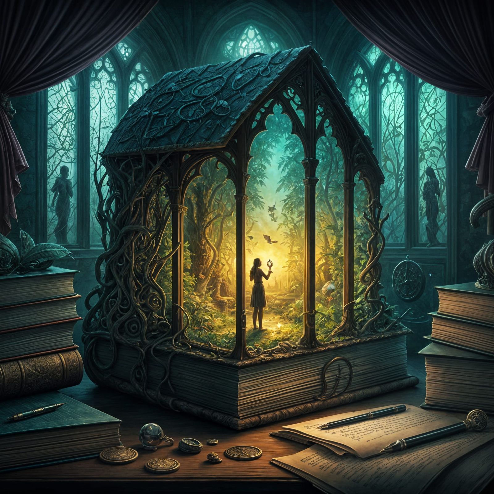 Enchanted Forest Encased in Tomes  by @Hinty
