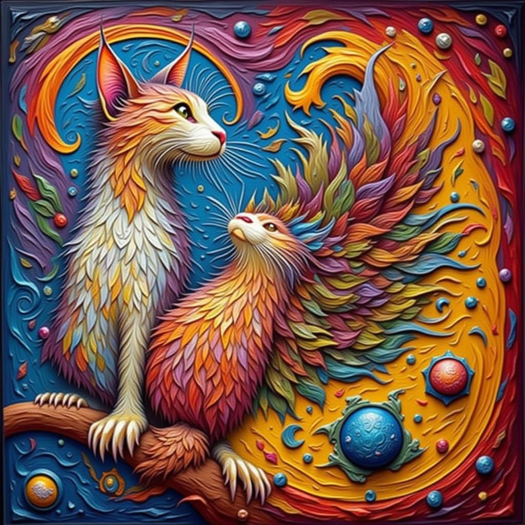 <lora:Impasto2 Flux:1.0> impasto cat