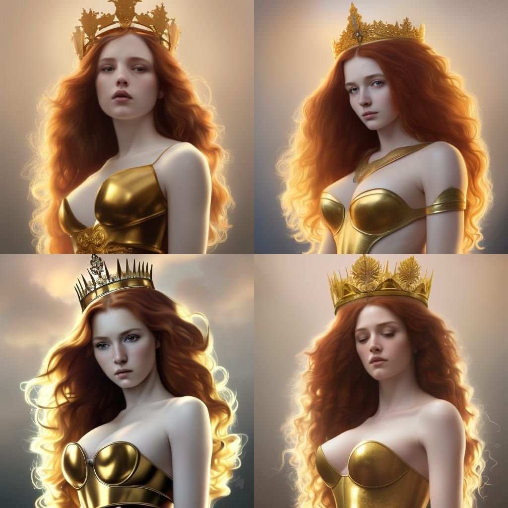 RedHead Queen with Gold Armor