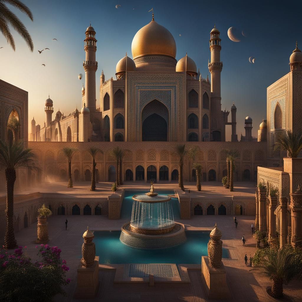 مجموعة من الطلبة يحملون الكتب في مسجد