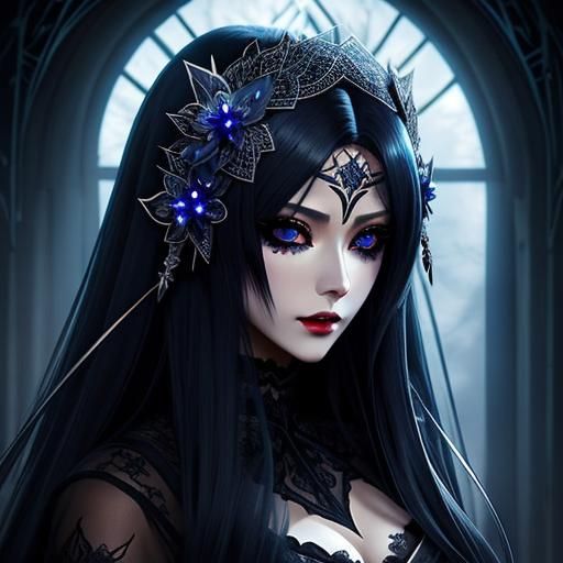 Lady in Blue and Black