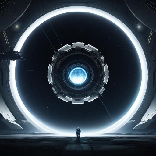 A portal in the Dyson Sphere opens beneath your ship