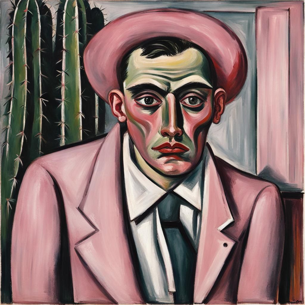 Portrait of a pink Cactus Man by Max Beckmann