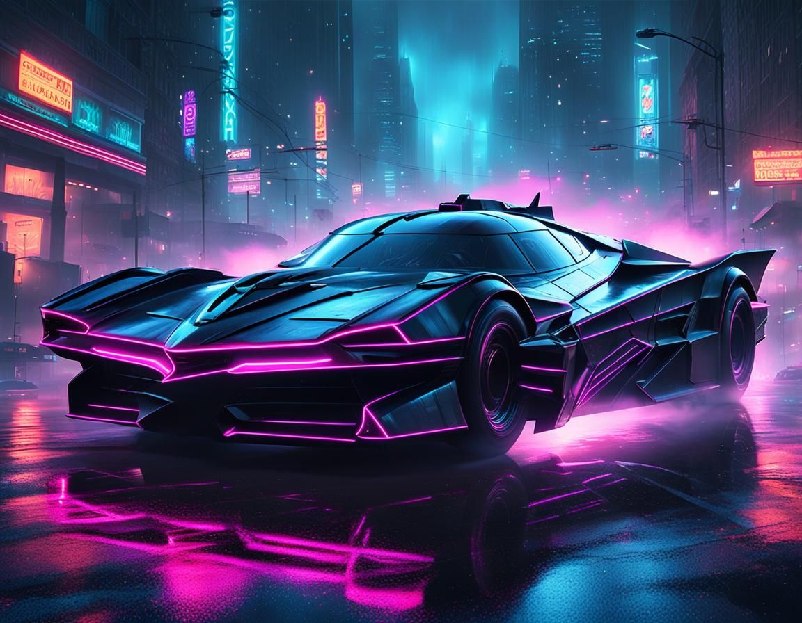 Synthwave Batmobile - AI Generated Artwork - NightCafe Creator