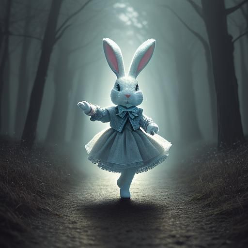 easter bunny dancing down the bunny trail