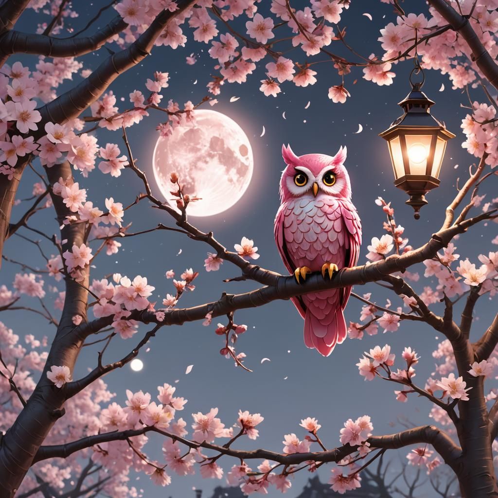 Cute pink owl
