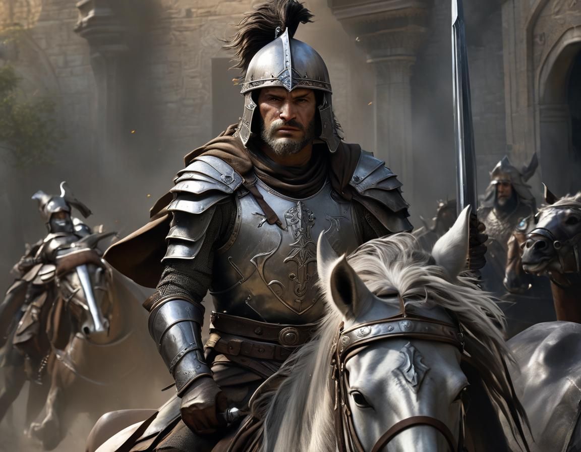Jewish Warrior on Horseback in Fantasy Warfare Art