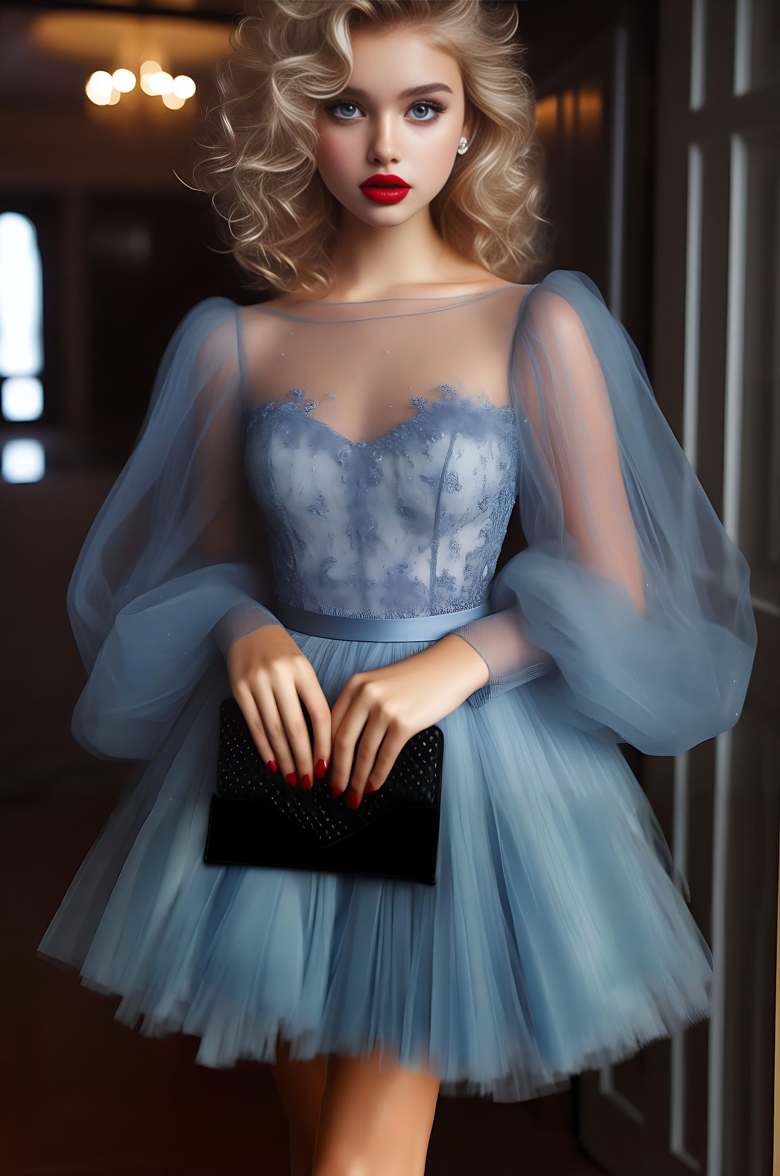 April waiting for her driver to bring around the car