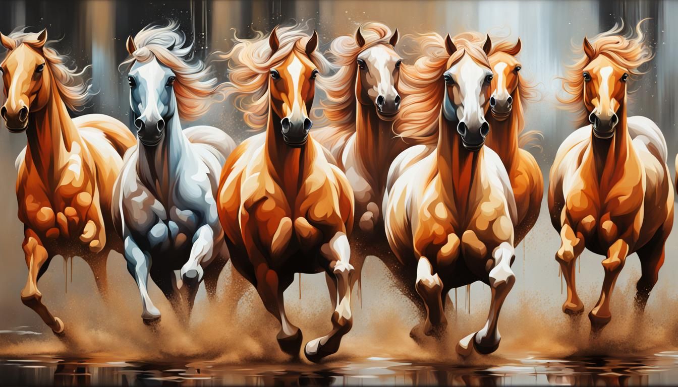7 running horses for Good Luck AI Generated Artwork NightCafe Creator