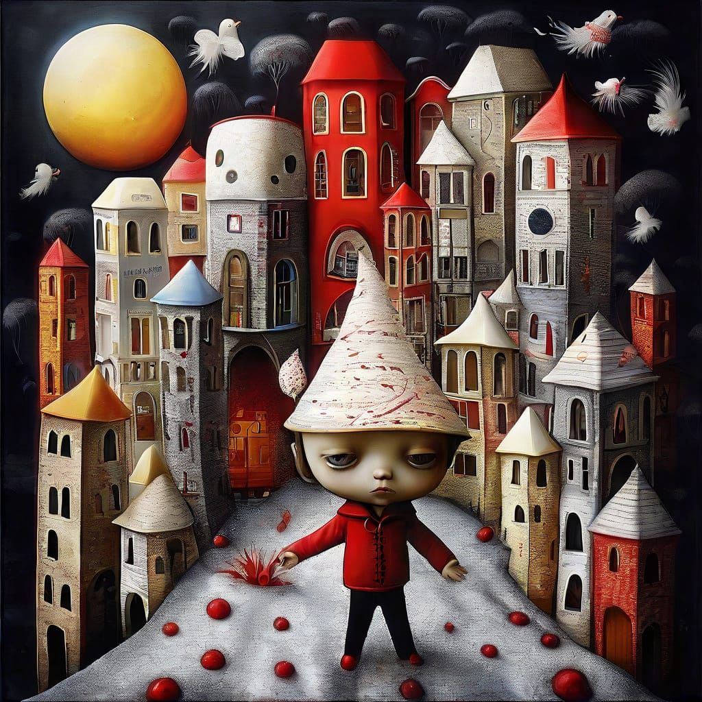 Surrealistic Fantasy Scene with Glowing Llamas and Vibrant C...