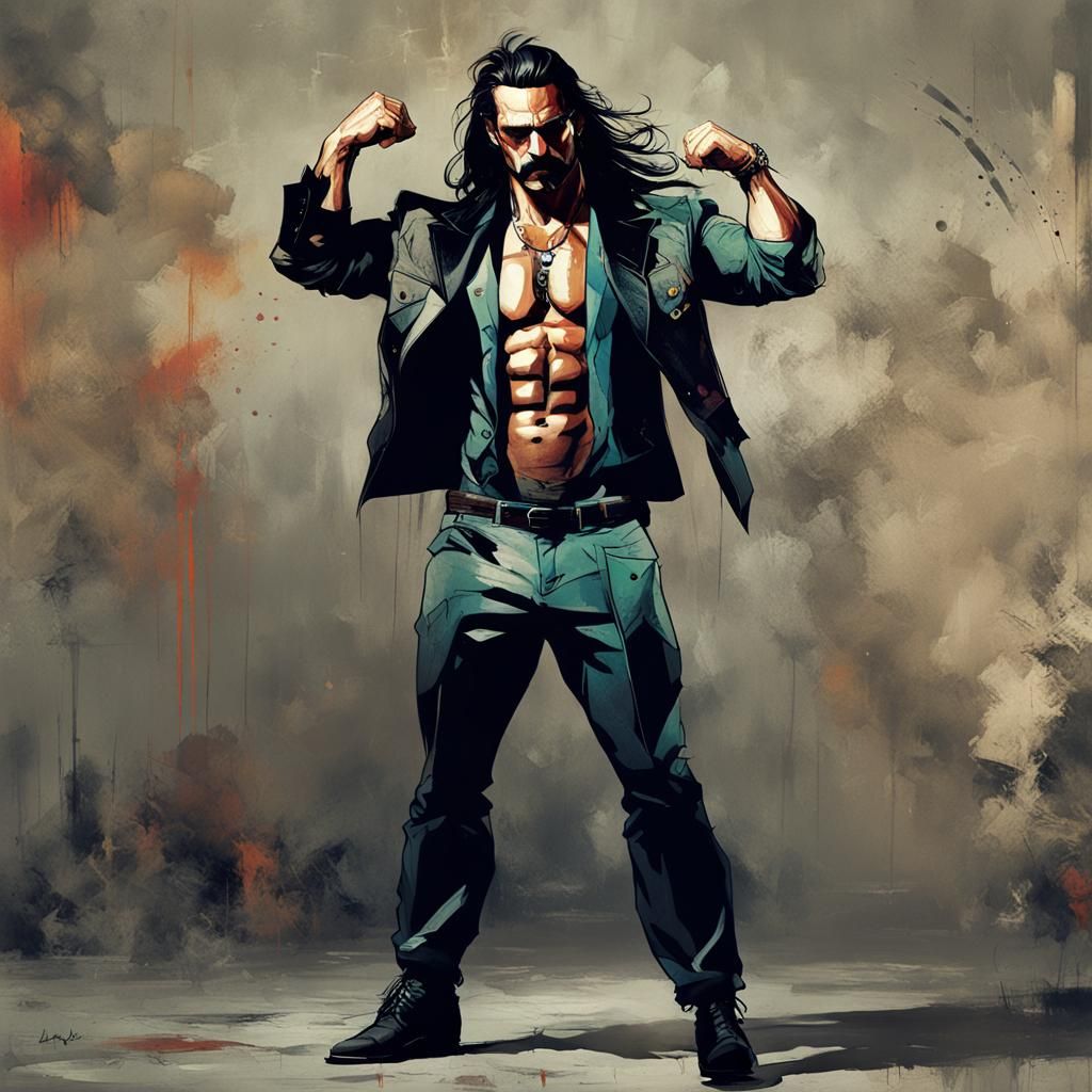 Inkpunk Character Concept Art: Muscular Man