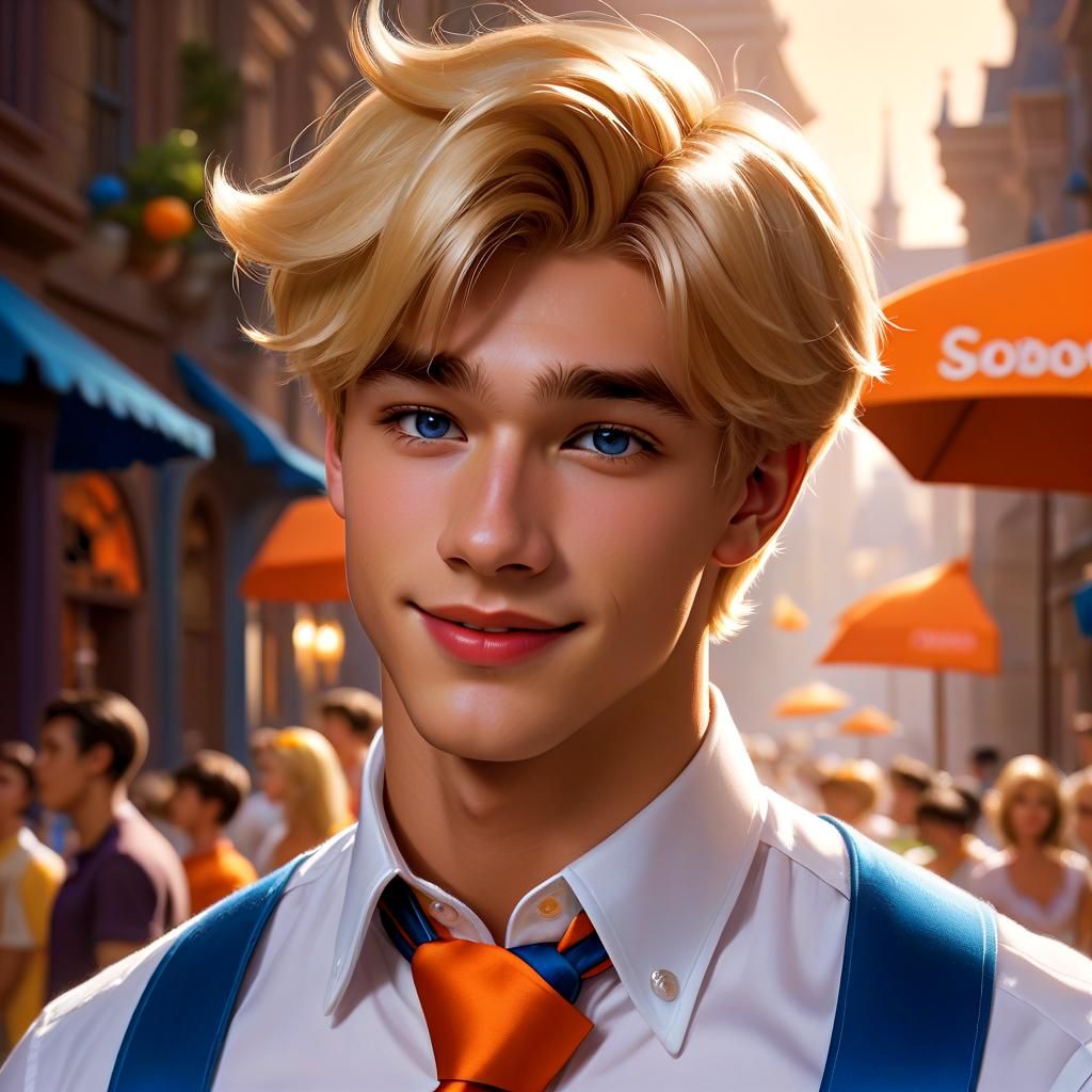 Fred Jones from Scooby Doo, fit, handsome 19 year old man with fluffy ...