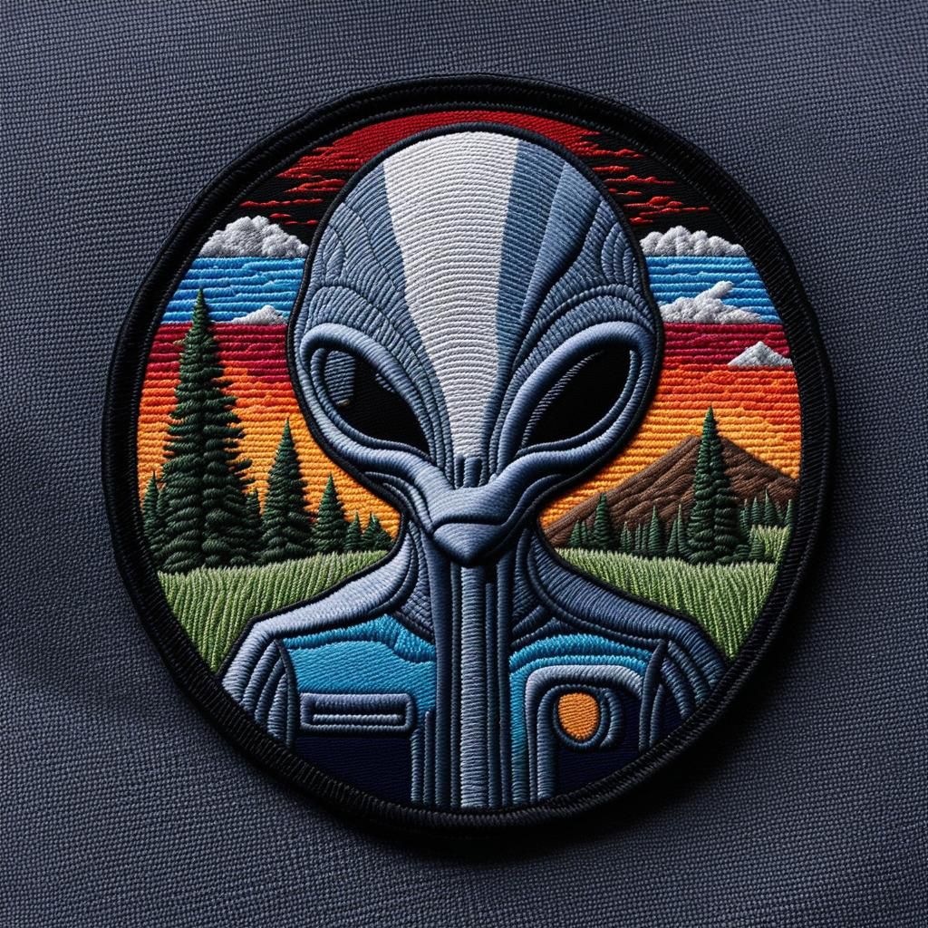 Embroidered circular patch AI Generated Artwork NightCafe Creator