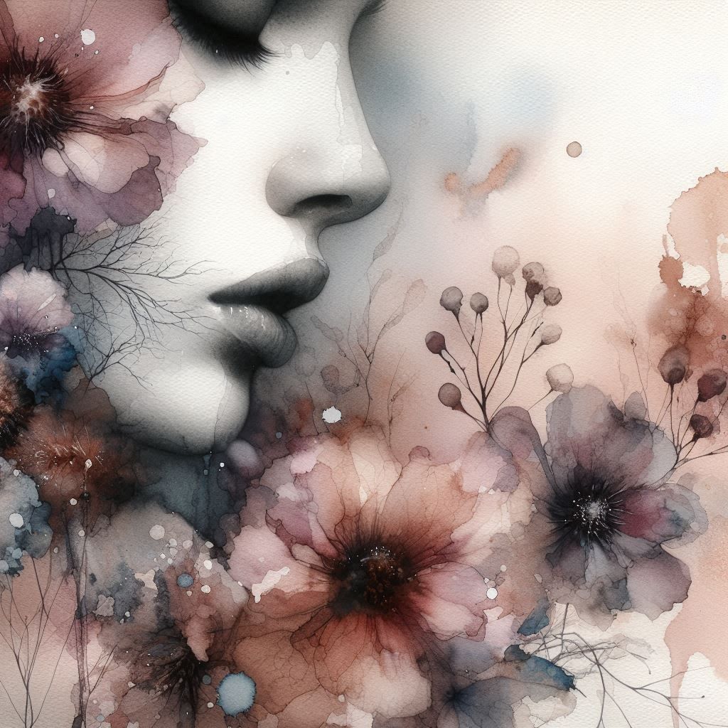 watercolor floral portrait