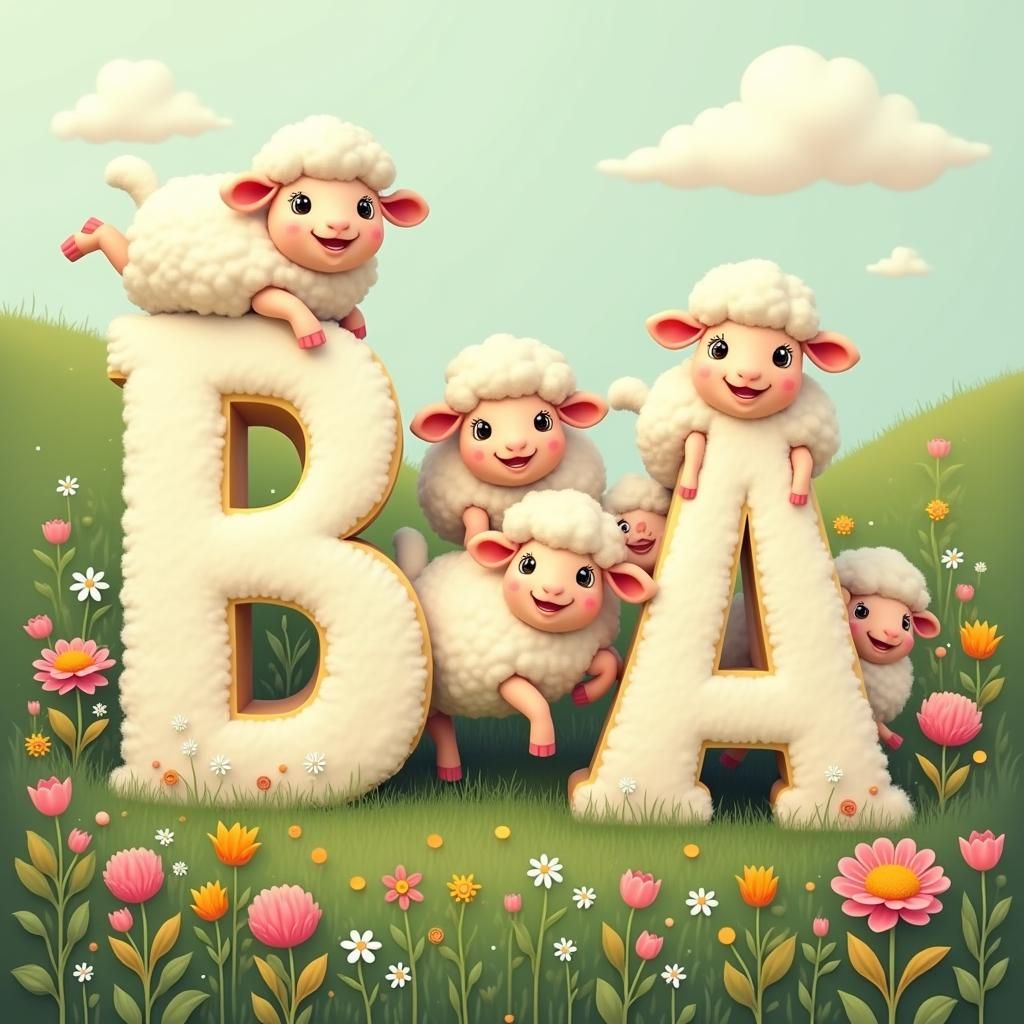 A herd of sheep displayed as the onomatopoeia B A A  by @Ioana Lidia