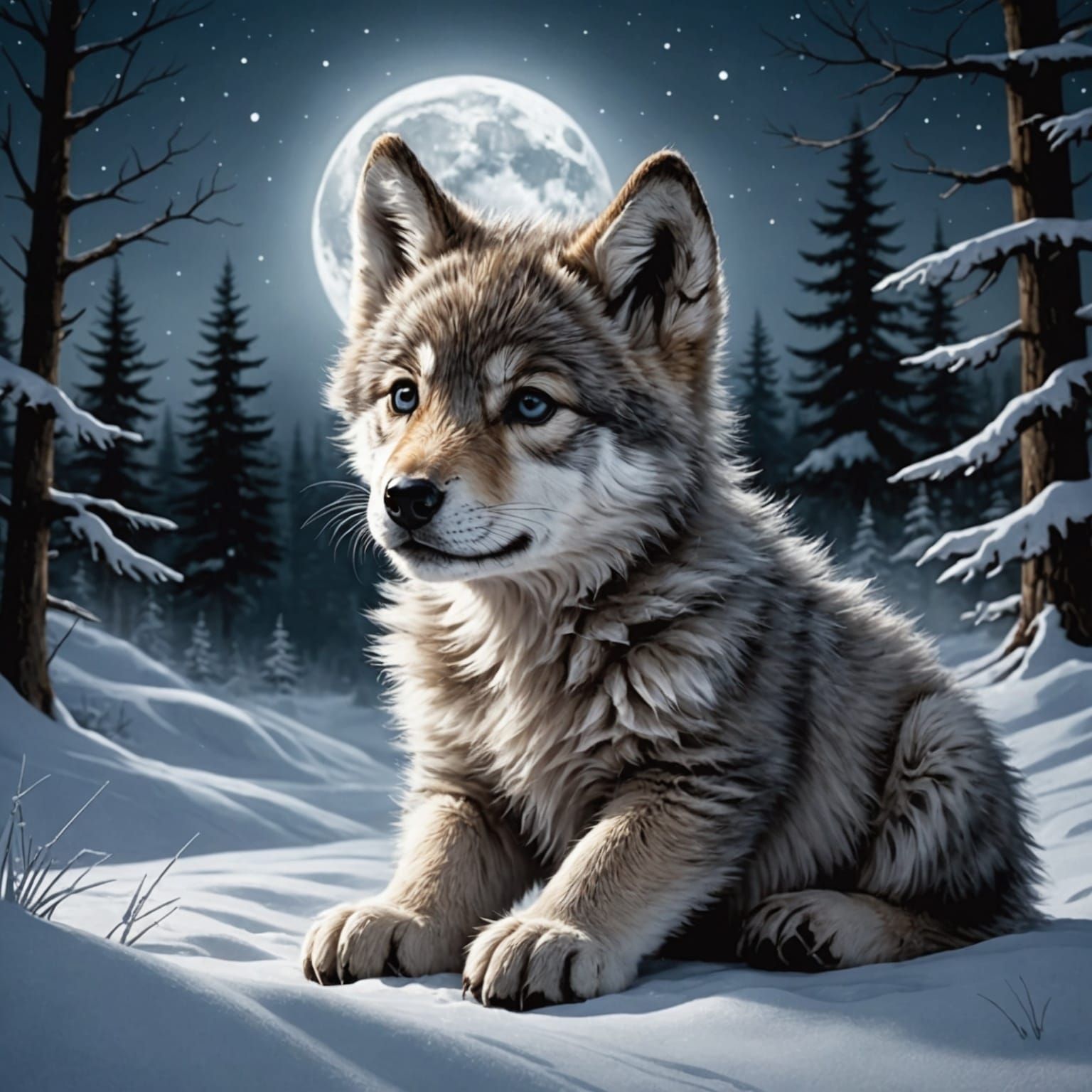 what does a wolf cub dream about on a cold night  by @Olga Voronetskaya 