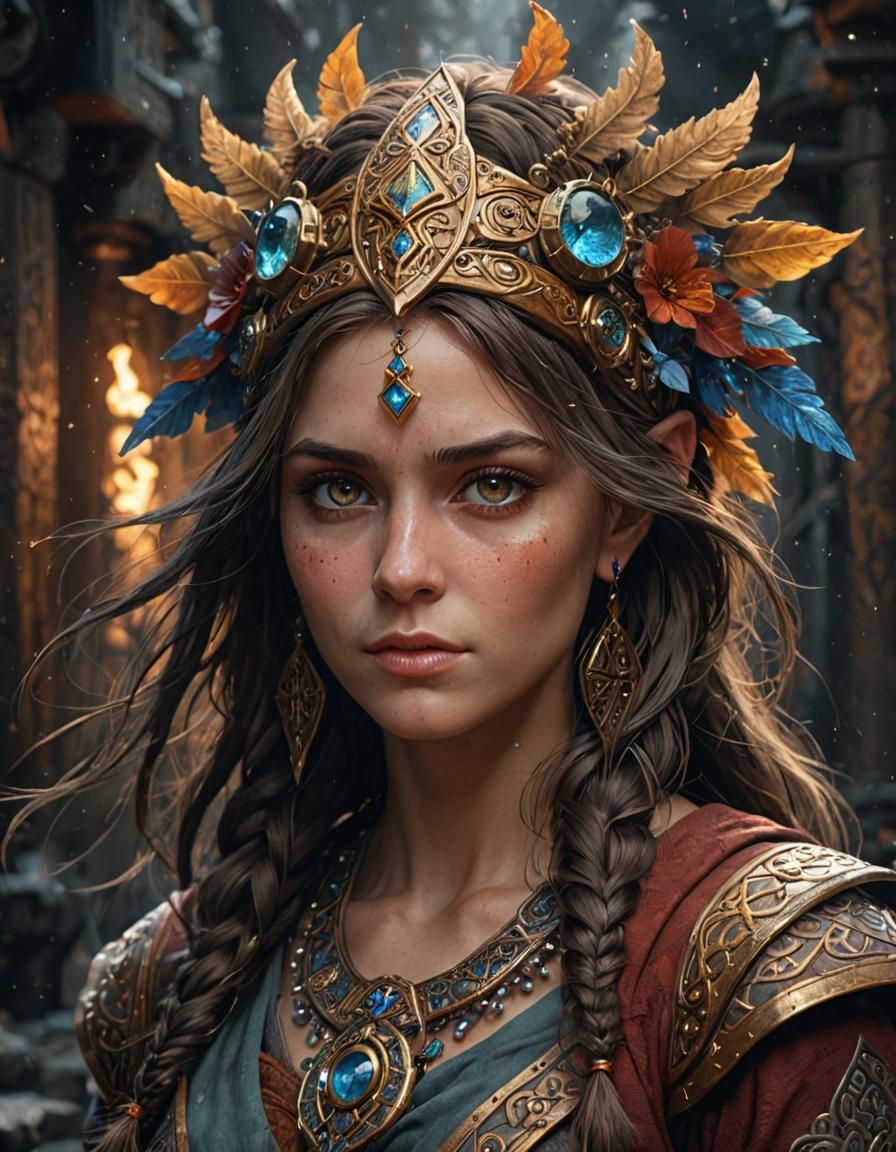 Viking Beauty with Glowing Runes: Dark Fantasy Art