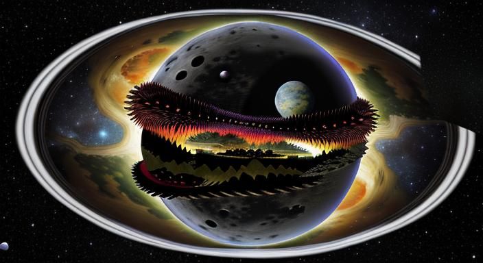 photographic 4K plasma (M.C. Escher) cosmic monster devourin...