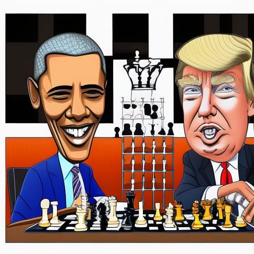 Donald Trump and Barack Obama playing chess  by @buzzlightyear1309