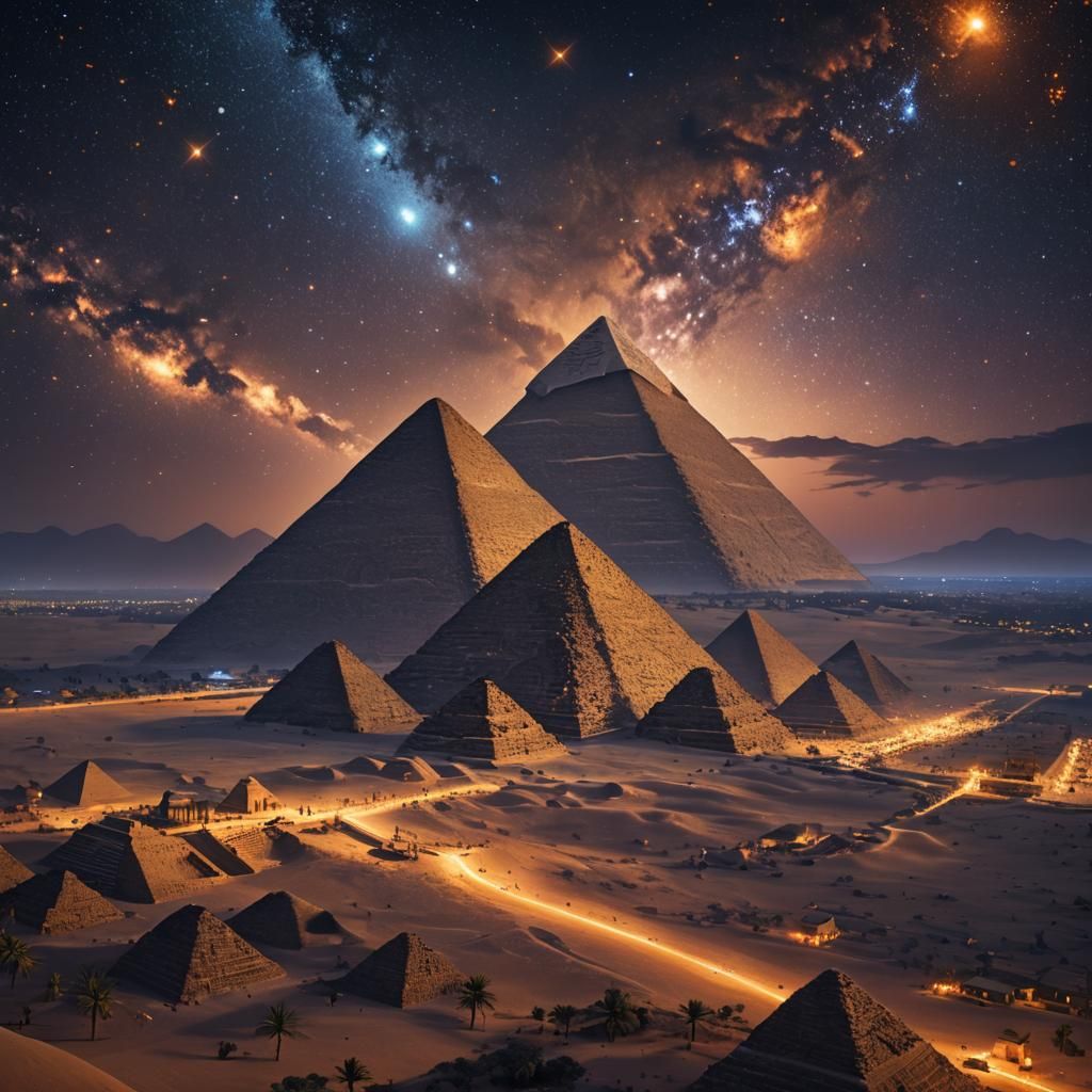 Beautiful starry night over Giza - AI Generated Artwork - NightCafe Creator