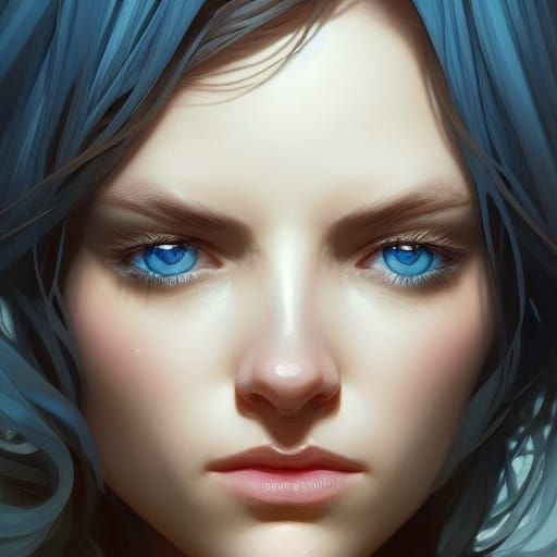 Unhappy Blue Eyes - AI Generated Artwork - NightCafe Creator