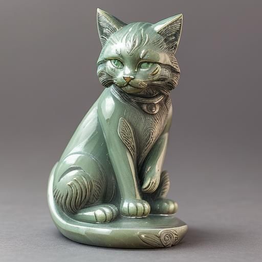 sitting cat statuette in jade