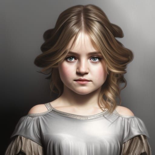 Detailed Portrait of a Blonde Girl in Art Nouveau Style