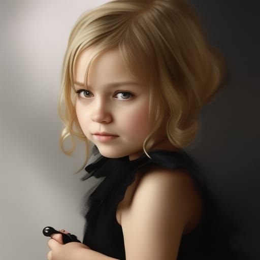 Girl in Black and Silver Dress: Hyperdetailed Portrait