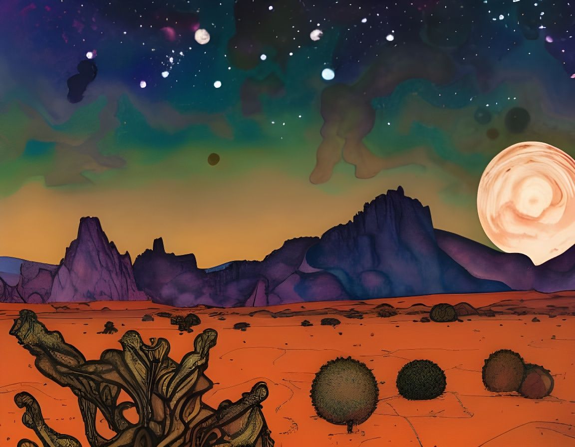 Full Moon in Starry Desert Sky - AI Generated Artwork - NightCafe Creator