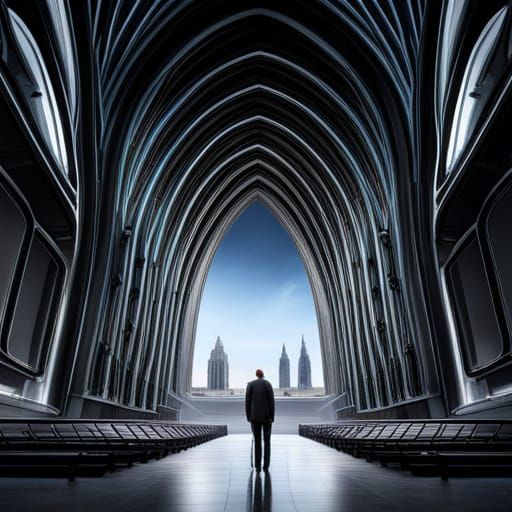 Cathedral inside a spaceship