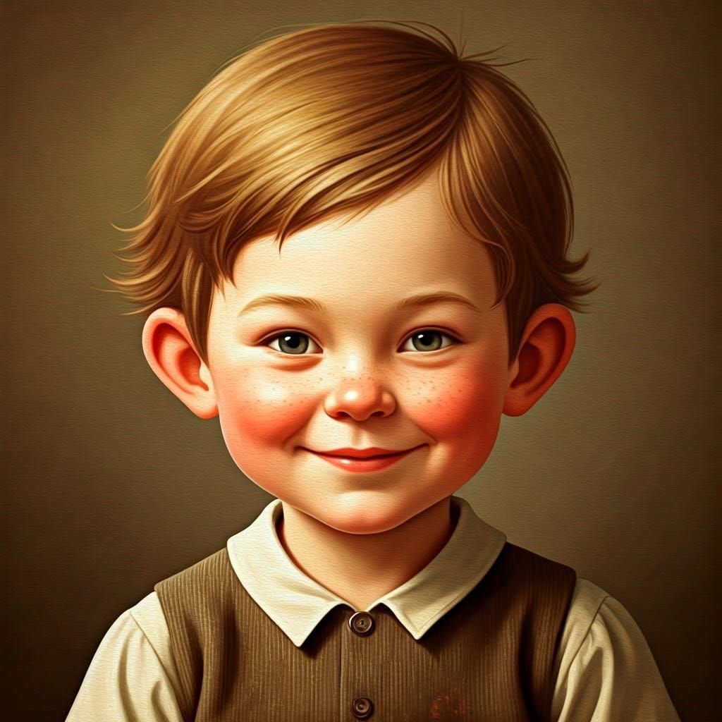 Whimsical Portrait of a Chubby Boy in Warm Light