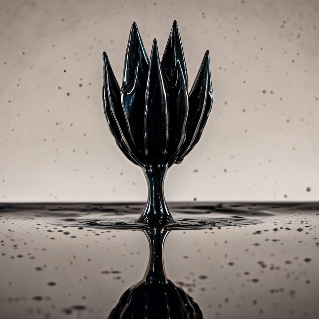 <lora:Ferrofluid:1.0> Hooded alien creature standing in ferro fluid