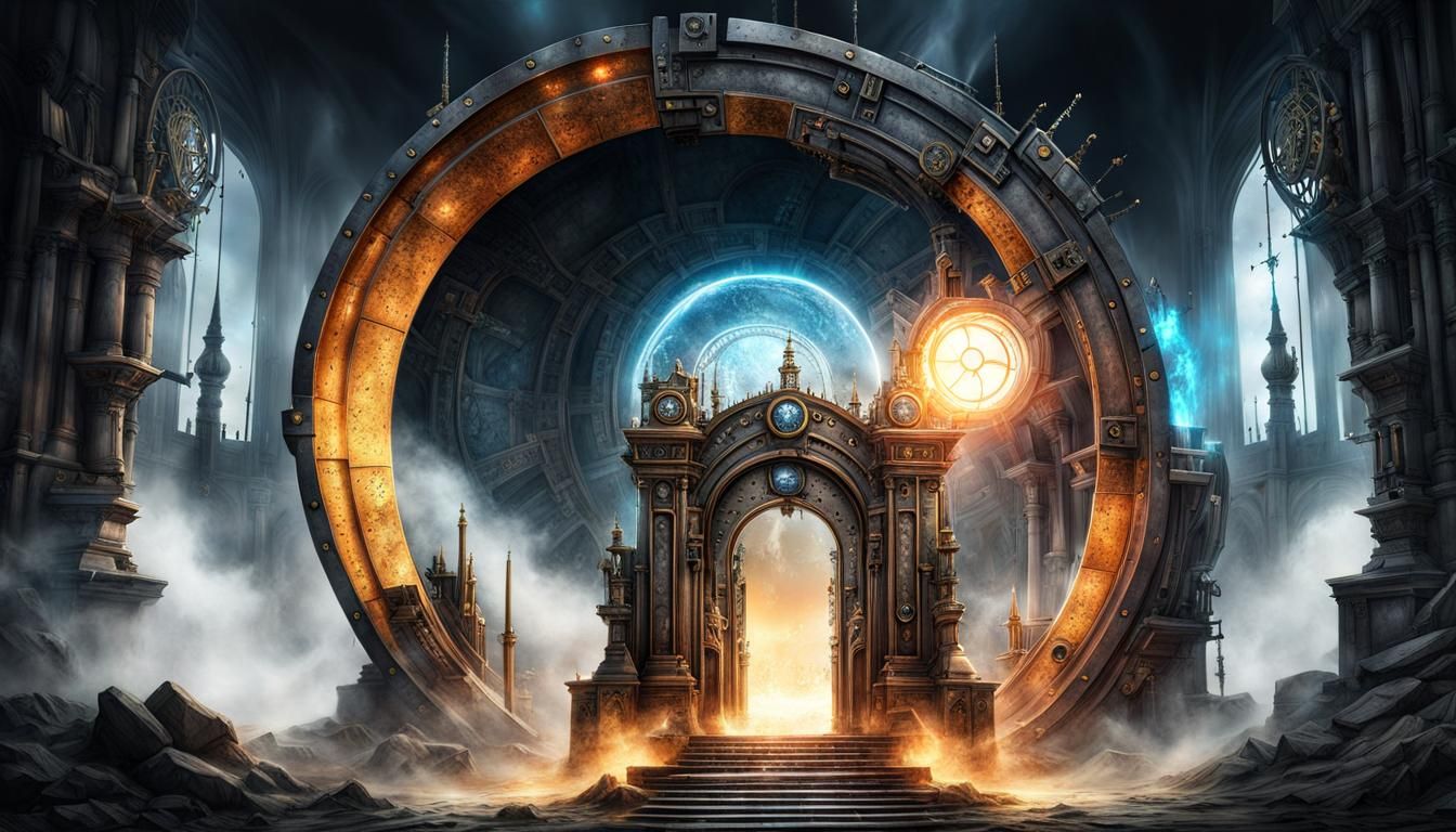 Steampunk Portal Splash Art: Detailed Fantasy Background