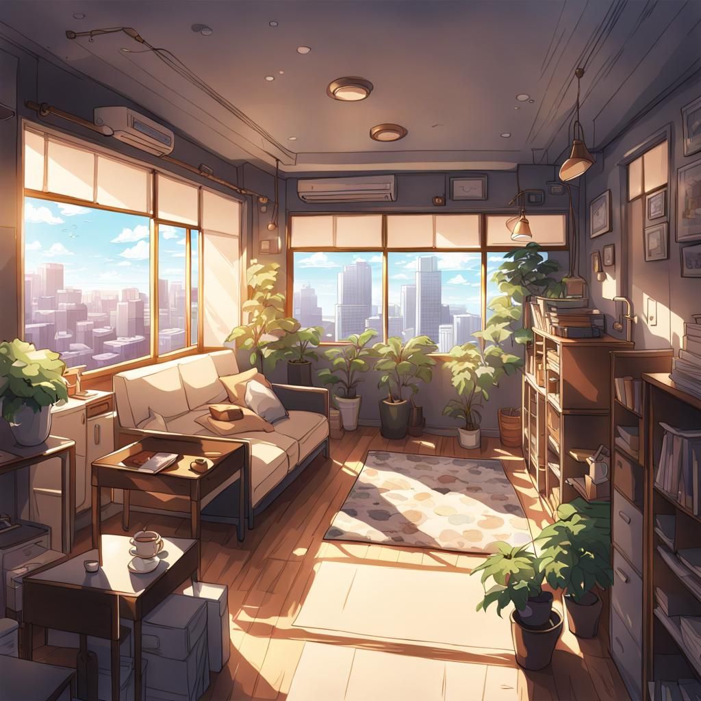 apartment building interior view by artist "anime", Anime Key Visual, Japanese Manga, Pixiv, Zerochan, ...  by @Octopython
