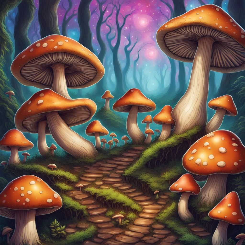 Happy little shrooms - AI Generated Artwork - NightCafe Creator