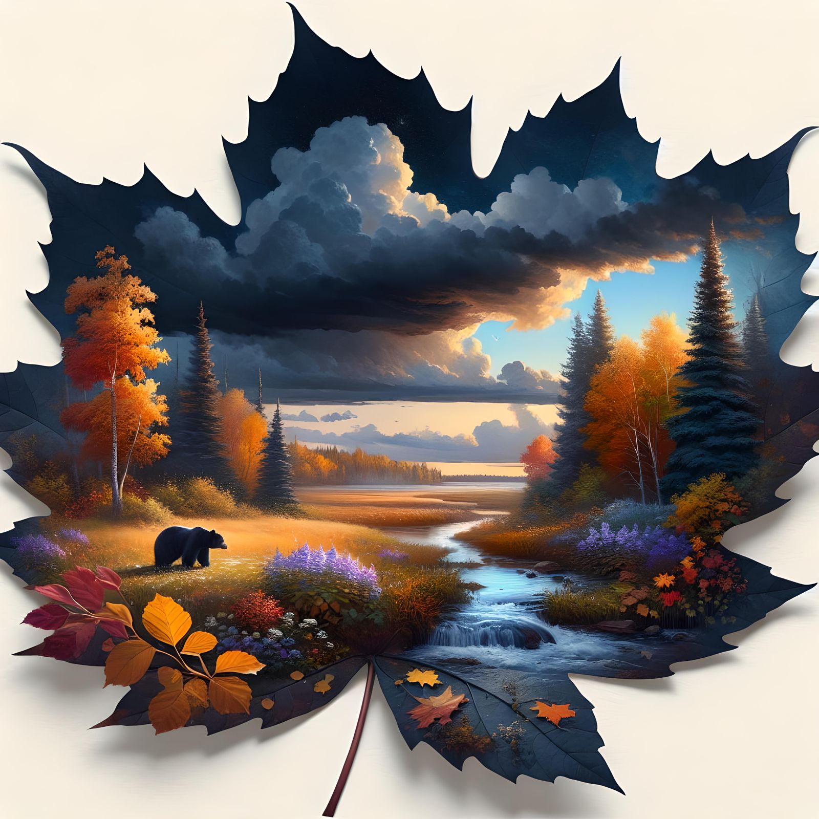 Moody Sky Watercolour, fall wildflowers, Autumn Minnesota   by @Sarah