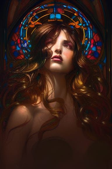 Under the stained window