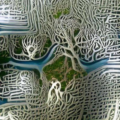 an intricate maze of mangrove trees and rivers