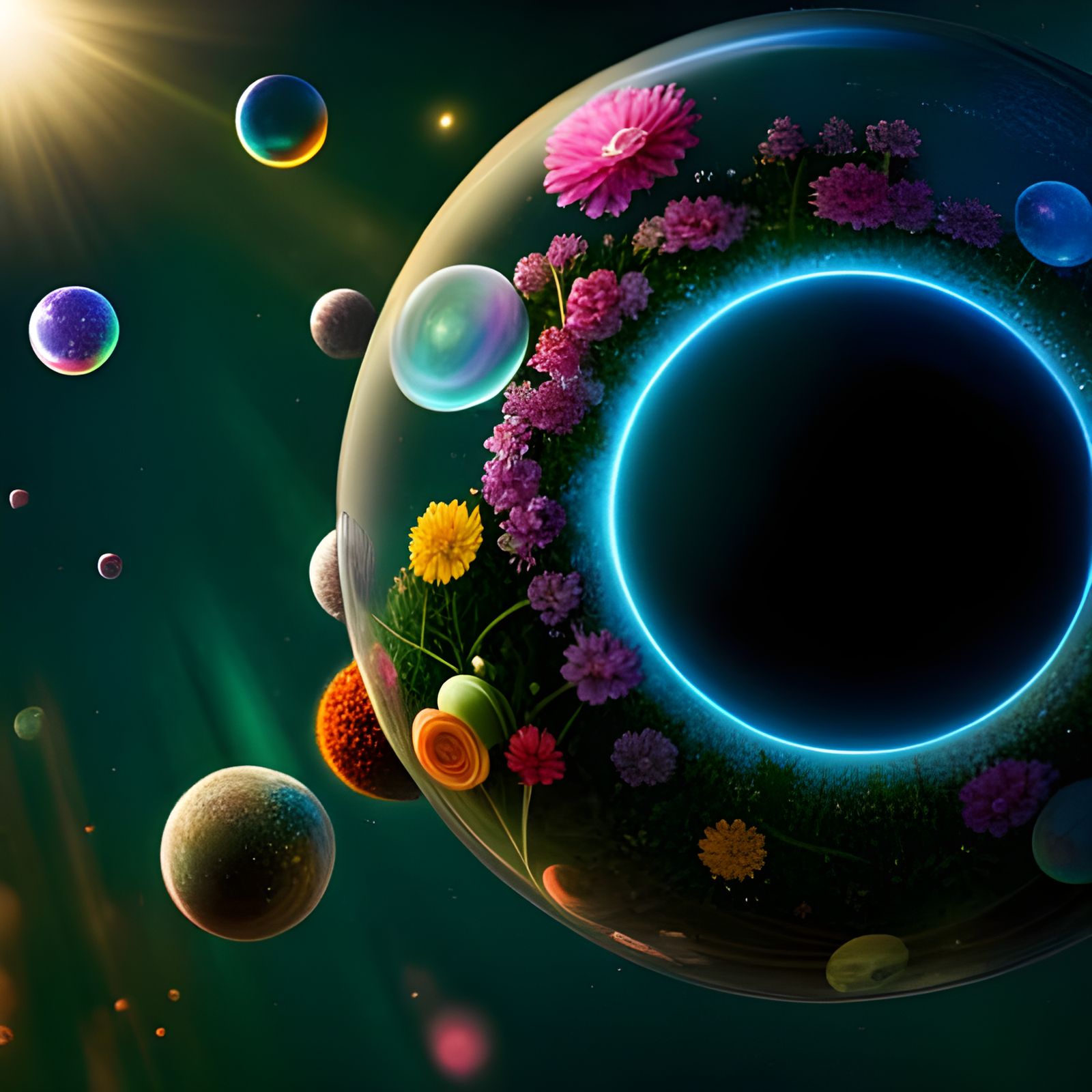 Bubbles in space AI Generated Artwork NightCafe Creator