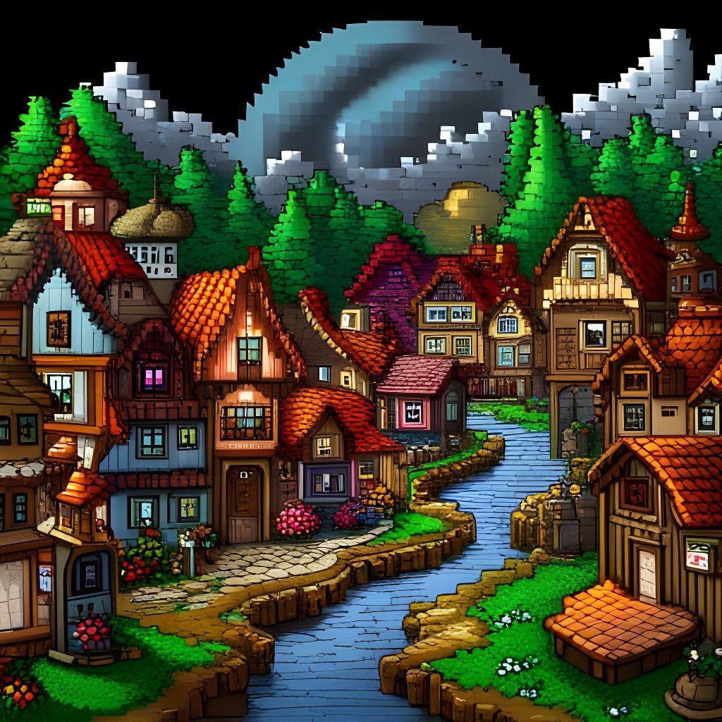 8 bit pixel art Village