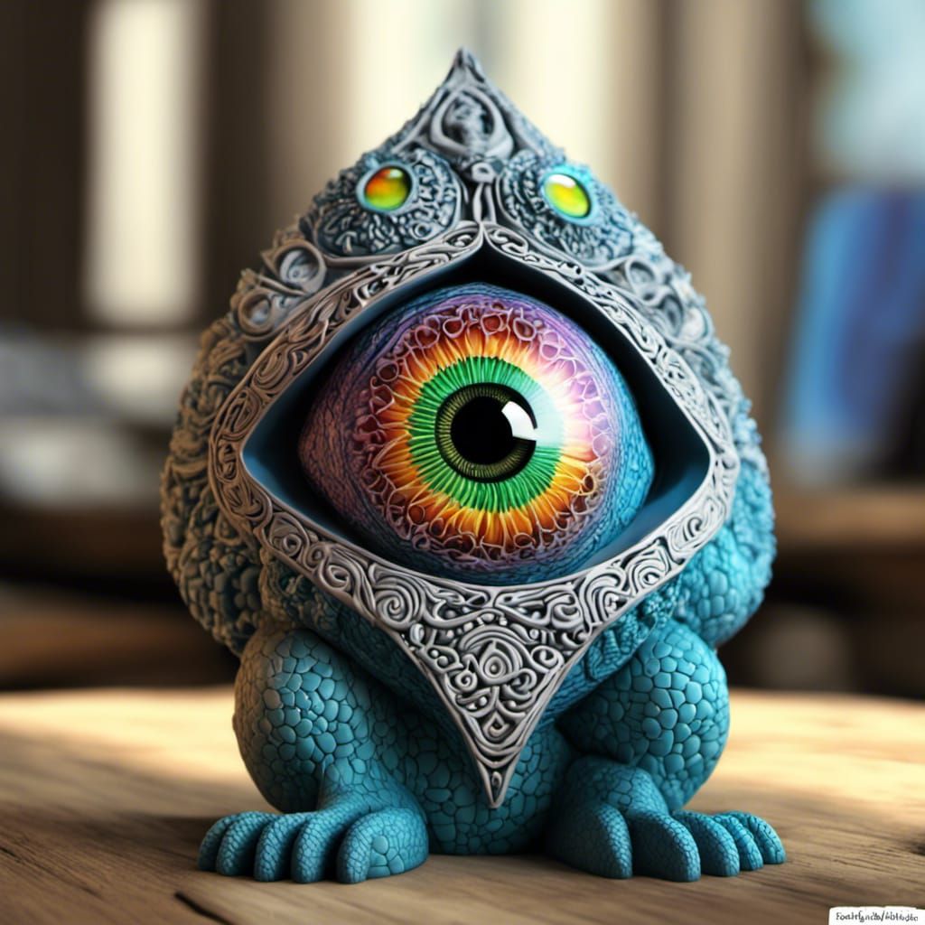 Bioluminescent Ratatoskr Figurine on Beach in ZBrush Style