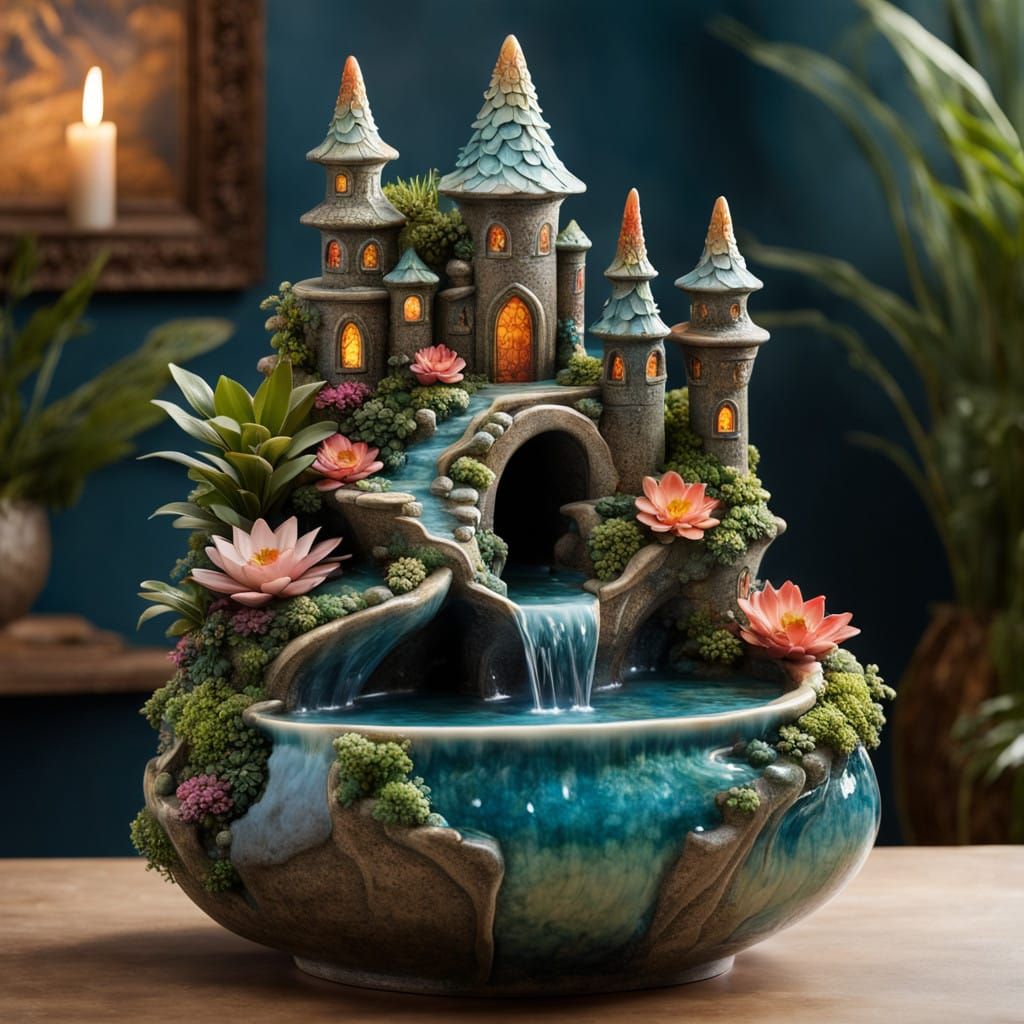 Epic Clay sculpture castle ceramic Planter: Glazes high gloss Crystalline, intricate.  by @Kitcalyx
