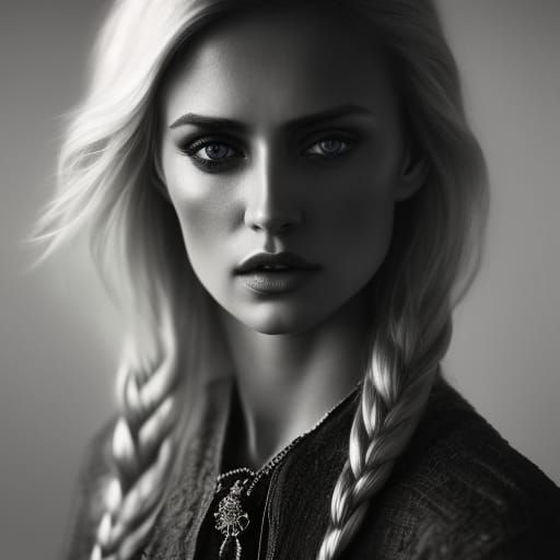 Blonde woman. Black and White Portrait. - AI Generated Artwork ...